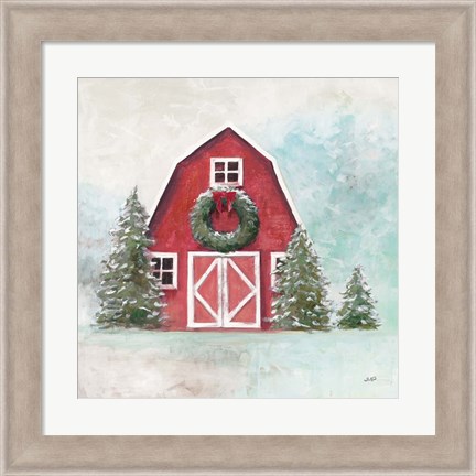 Framed December Barn Blue Sky Print