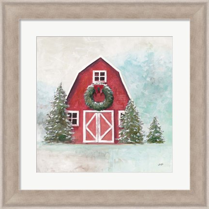 Framed December Barn Blue Sky Print