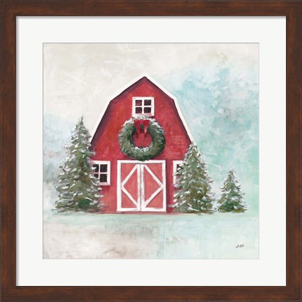 Framed December Barn Blue Sky Print