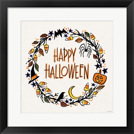 Framed Halloween Wreath II Print