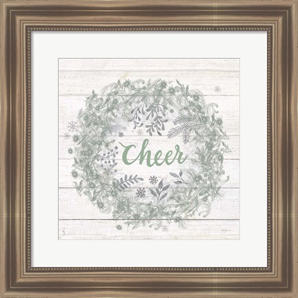 Framed Frosty Cheer Sage Silver Print