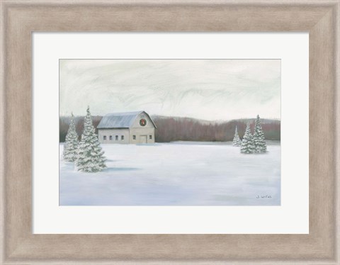 Framed Holiday Winter Barn Print