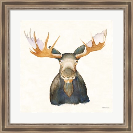 Framed Moose on Cream Print