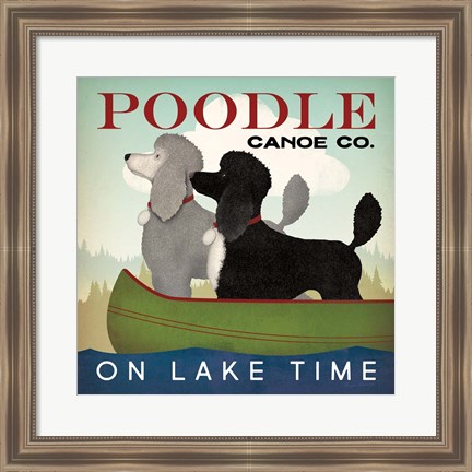 Framed Double Poodle Canoe Print