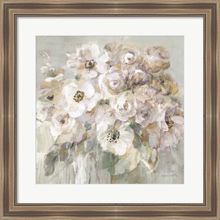 Framed Blushing Bouquet Neutral Print