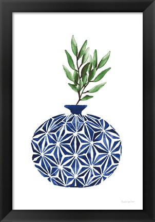 Framed Cobalt Geometric Vases IV Print