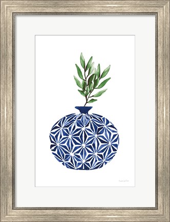 Framed Cobalt Geometric Vases IV Print