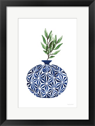 Framed Cobalt Geometric Vases IV Print