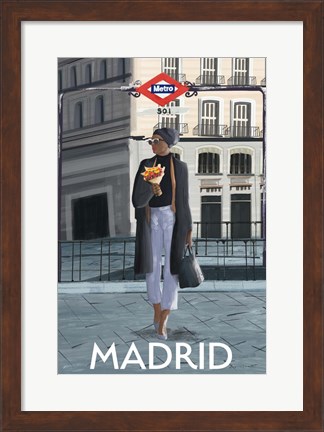 Framed Girl in Madrid Print