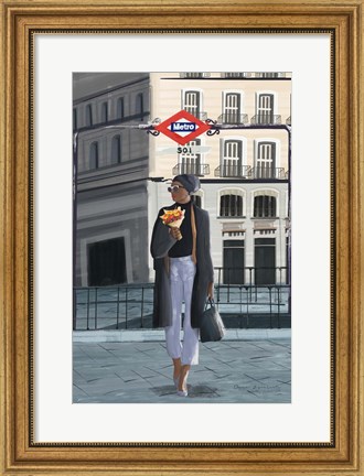 Framed Girl in Madrid Print