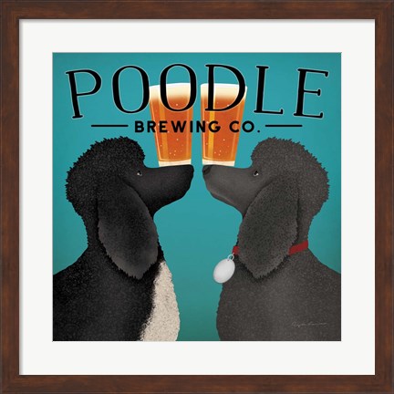 Framed Double Poodle Brewing Print