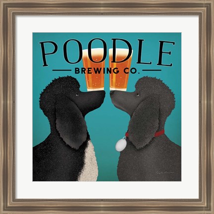 Framed Double Poodle Brewing Print