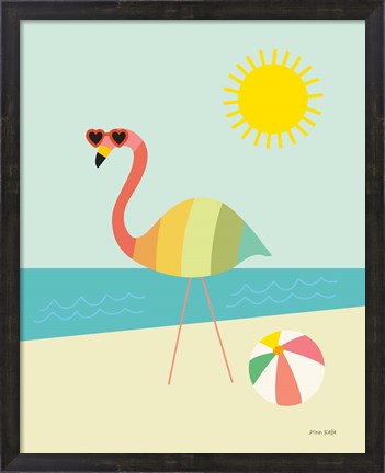 Framed Beach Flamingo Print