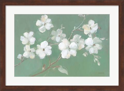 Framed Blossoms on Sage Print