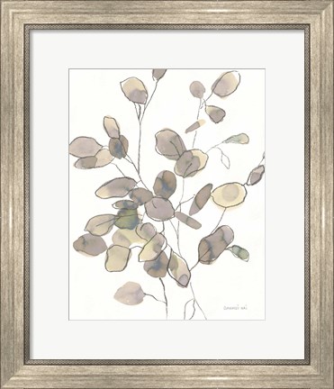 Framed Transparent Leaves Dark Crop Print