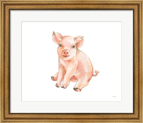 Framed Sweet Piggy Sitting Print