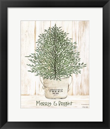 Framed Merry &amp; Bright Tree Print