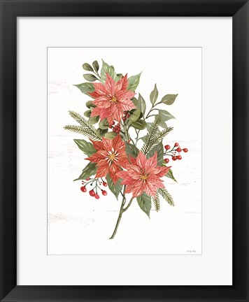 Framed Poinsettia Christmas Botanical Print