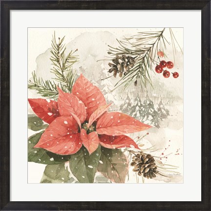 Framed Poinsettia Village II Print