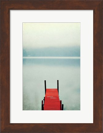 Framed Red Boat Dock Print