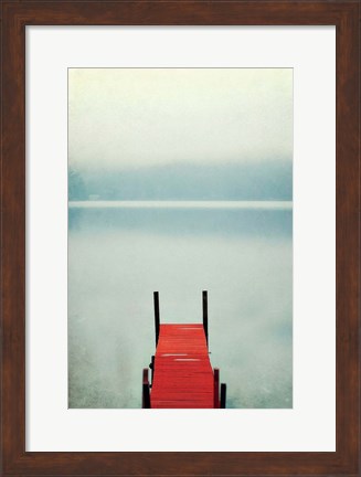 Framed Red Boat Dock Print