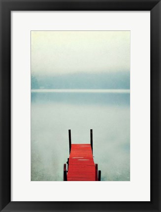 Framed Red Boat Dock Print