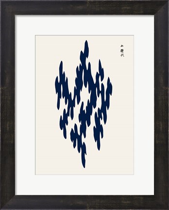 Framed Blue Woodblock III Print