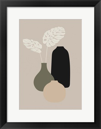 Framed Three Vases II Print