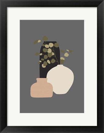 Framed Three Vases III Print