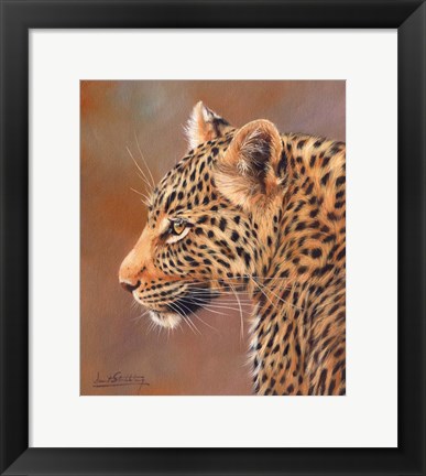 Framed Leopard Looking Left Print