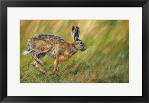 Framed Hare Running Print