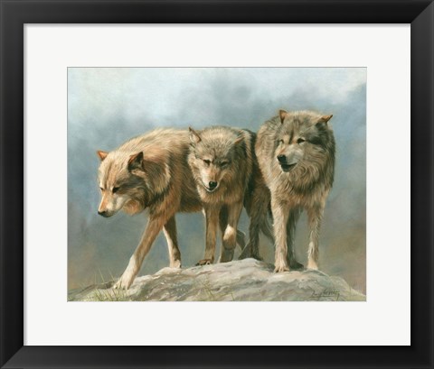 Framed Three Wolves Print