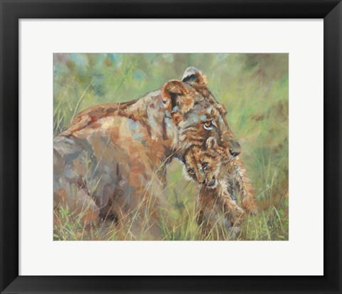 Framed Lioness And Cub Print