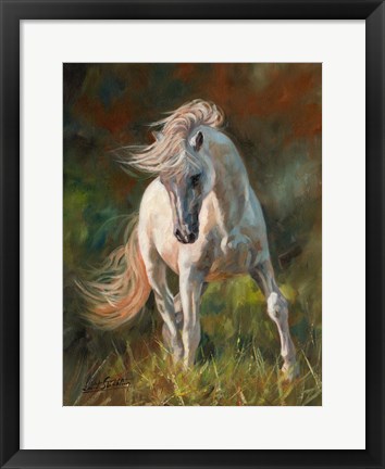 Framed White Horse Print