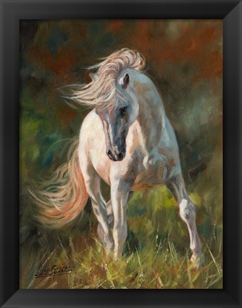 Framed White Horse Print