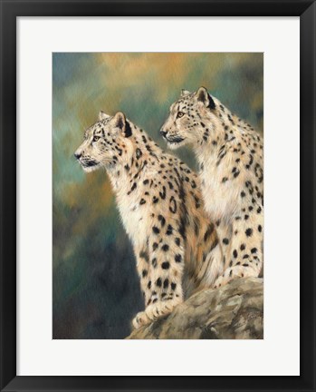 Framed Snow Leopard&#39;s Rock Print