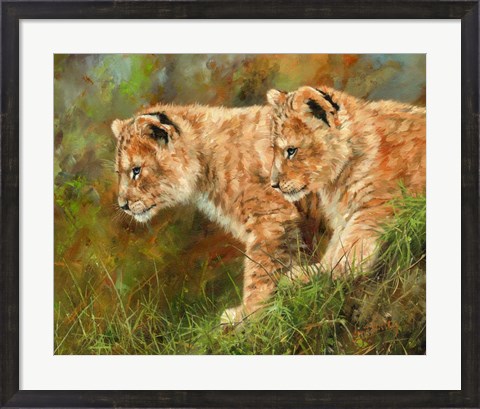 Framed Lion Siblings Print