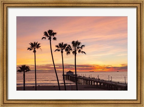 Framed Sunset &amp; Palms Print