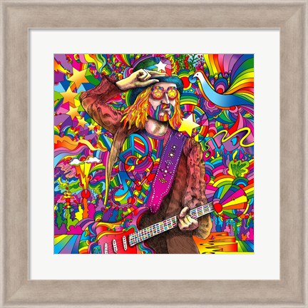 Framed Hippie Musician 3 Print