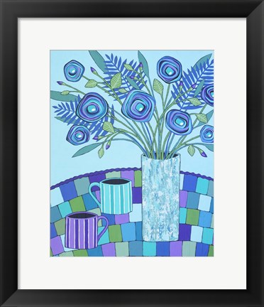 Framed Blue Morning Coffee Print