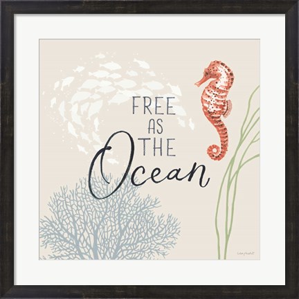 Framed Free As the Ocean IX on Sand Print