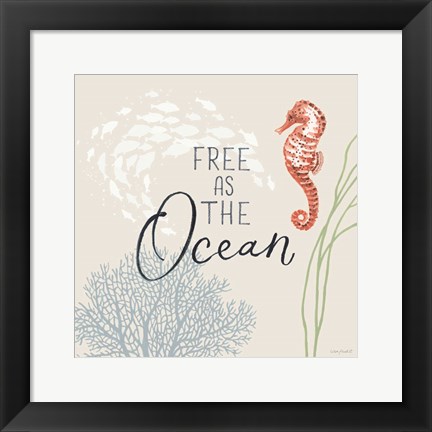 Framed Free As the Ocean IX on Sand Print