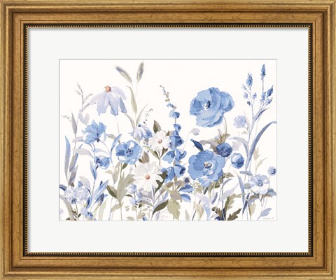 Framed Blue Boho Wildflowers Print