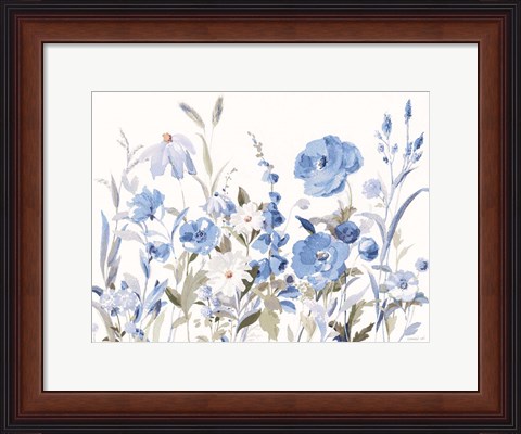 Framed Blue Boho Wildflowers Print