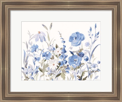 Framed Blue Boho Wildflowers Print