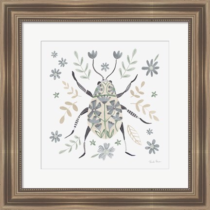 Framed Folk Beetle II Neutral Print