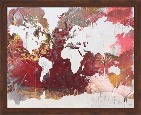 Framed Earthen Map of the World Print