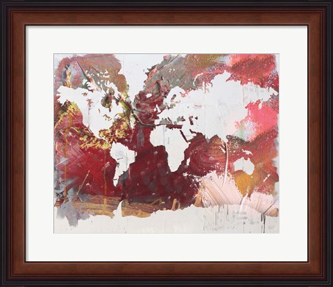 Framed Earthen Map of the World Print