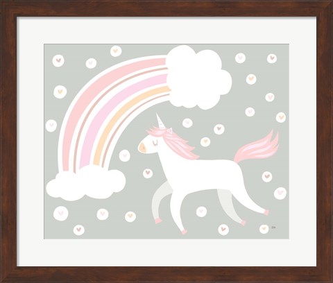 Framed Happy Unicorn Neutral Print