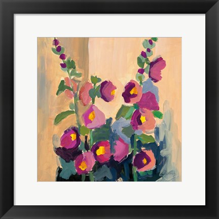 Framed Summer Hollyhocks Print